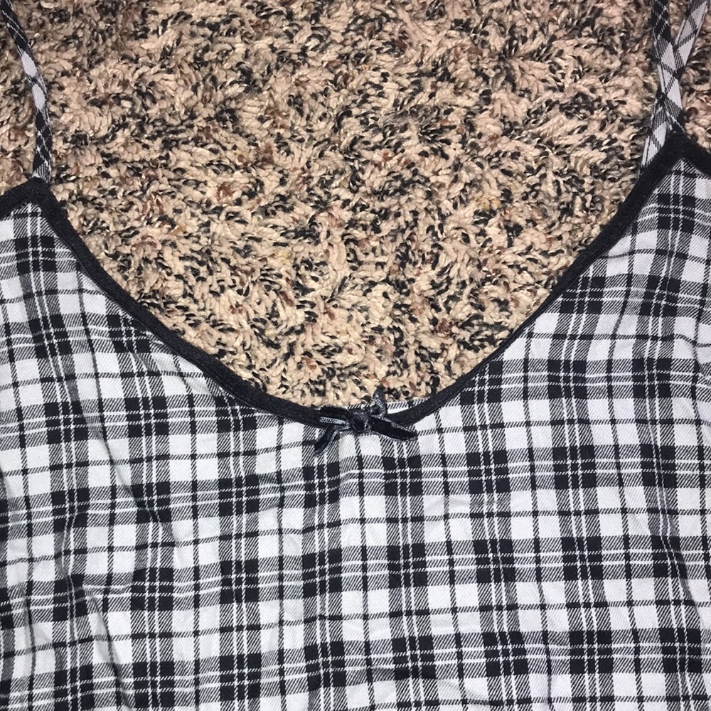 🆕Colsie Plaid Bow Black and White Women's Checkered Sleep Tank Sz L | NWT - Picture 2 of 5